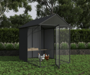 Chicken Palace Coop With Black Frame And Monument Colorbond